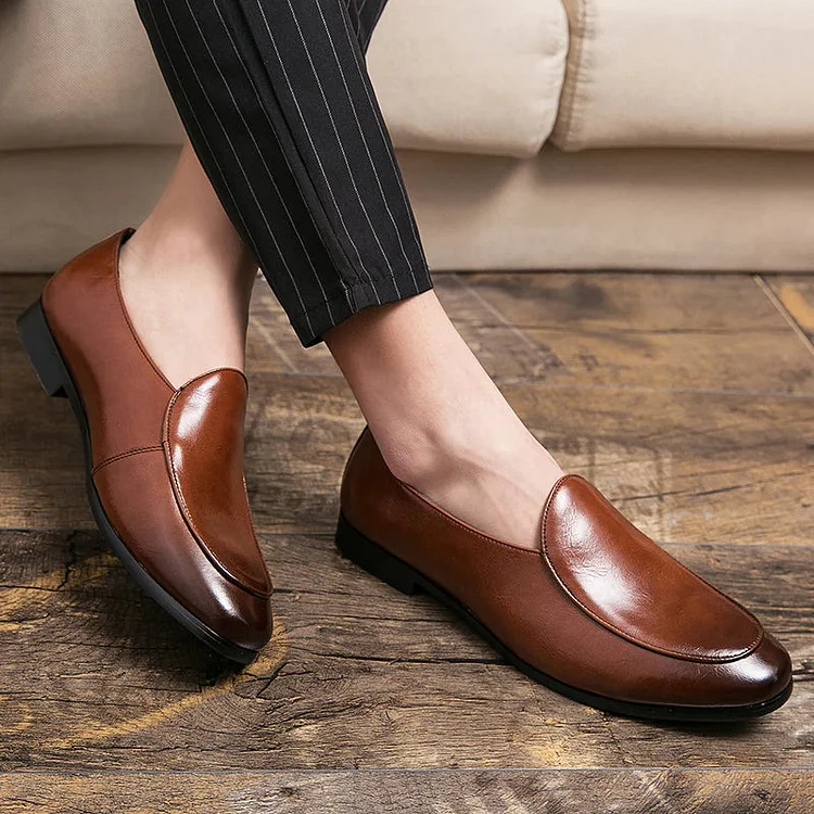 Handmade Mens brown leather moccasins loafer dress shoes, shoes for men