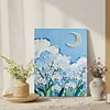 (30x40cm)DIY Pearl Painting Framed Flower Moon Handmade Pearl Material Art Kit Living Room Decor