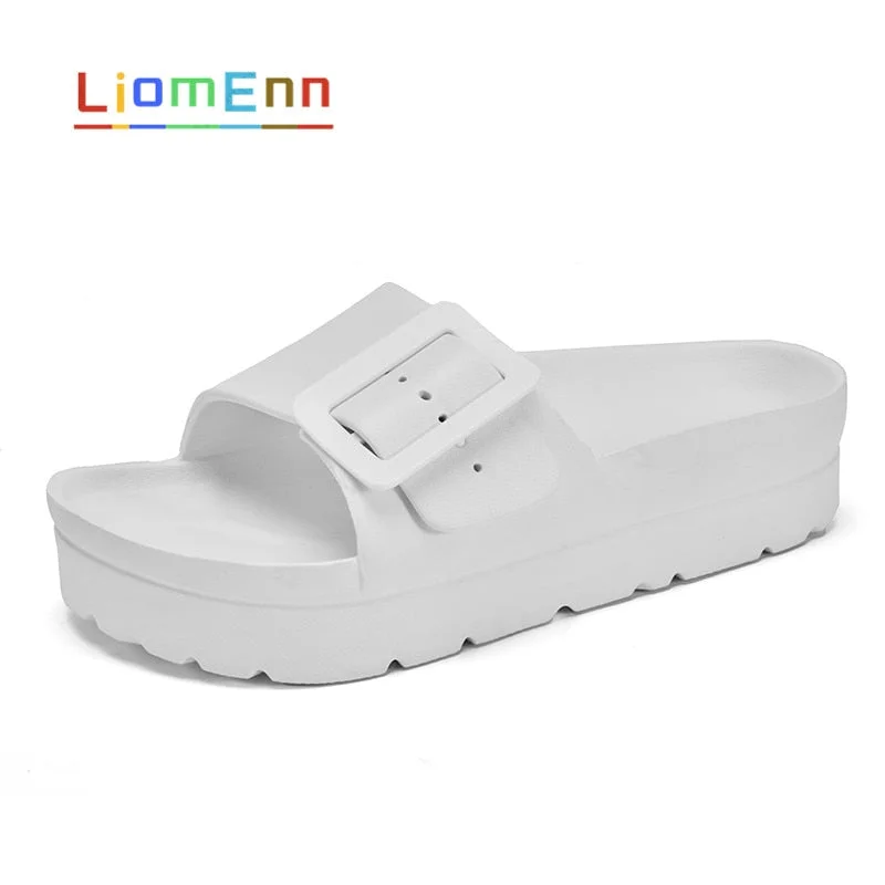 Summer Platform Slippers Women Shoes EVA Home House Slippers 2021 Pink White Black Casual Beach Sandals Slides Female flip flops
