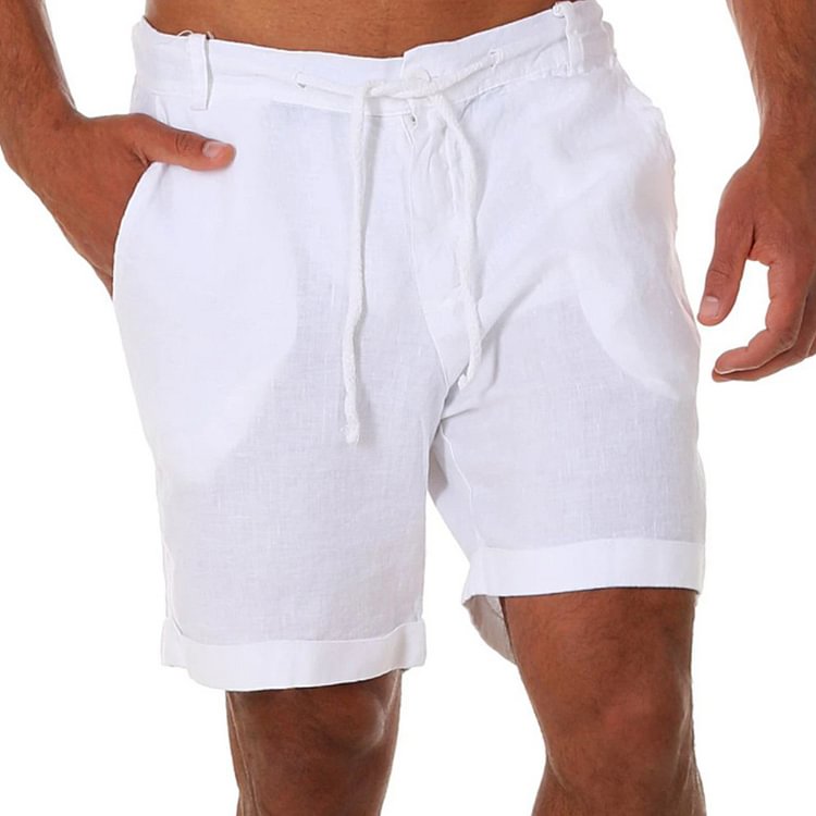 BrosWear Men's Cotton Linen Loose Casual Sports Shorts