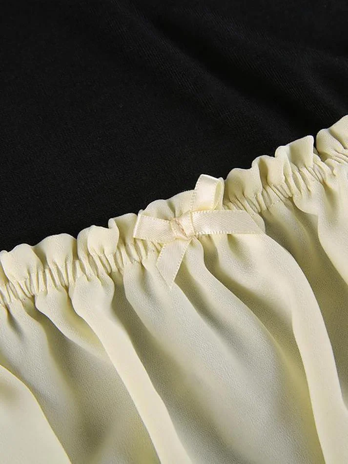 Brownm Square collar Lace Crop Top