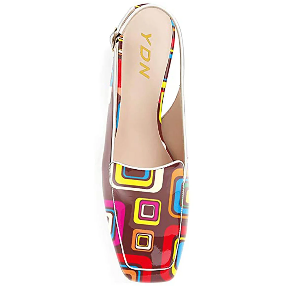Eye-Catching Colorful Patent Leather Block Heel Loafers for Women 
