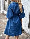 Casual Denim Lace-Up Half Sleeves Mini Dress