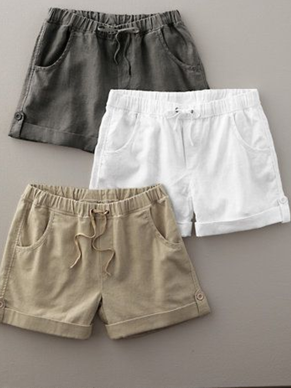 Pockets Solid Casual Pants