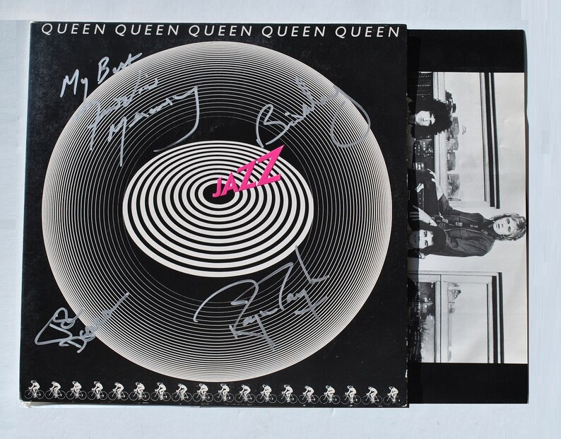 QUEEN JAZZ Signed Album X4Freddie Mercury, B. May, R. Taylor, J. Deacon wCOA