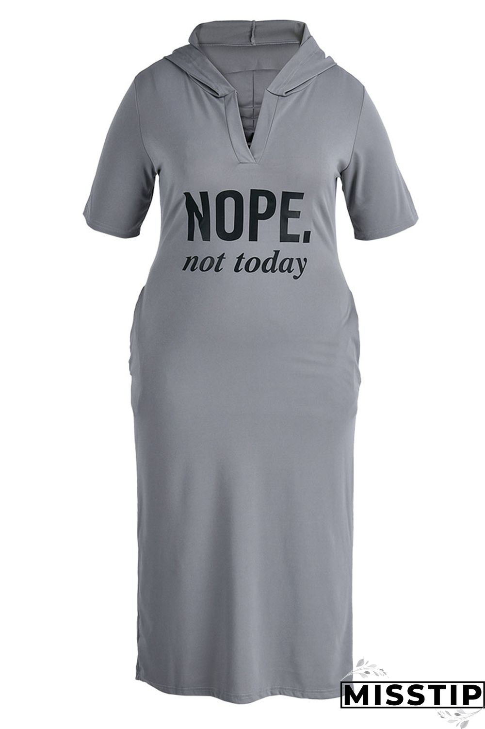 Black Casual Print Ripped Patchwork Hooded Collar Straight Plus Size Dresses