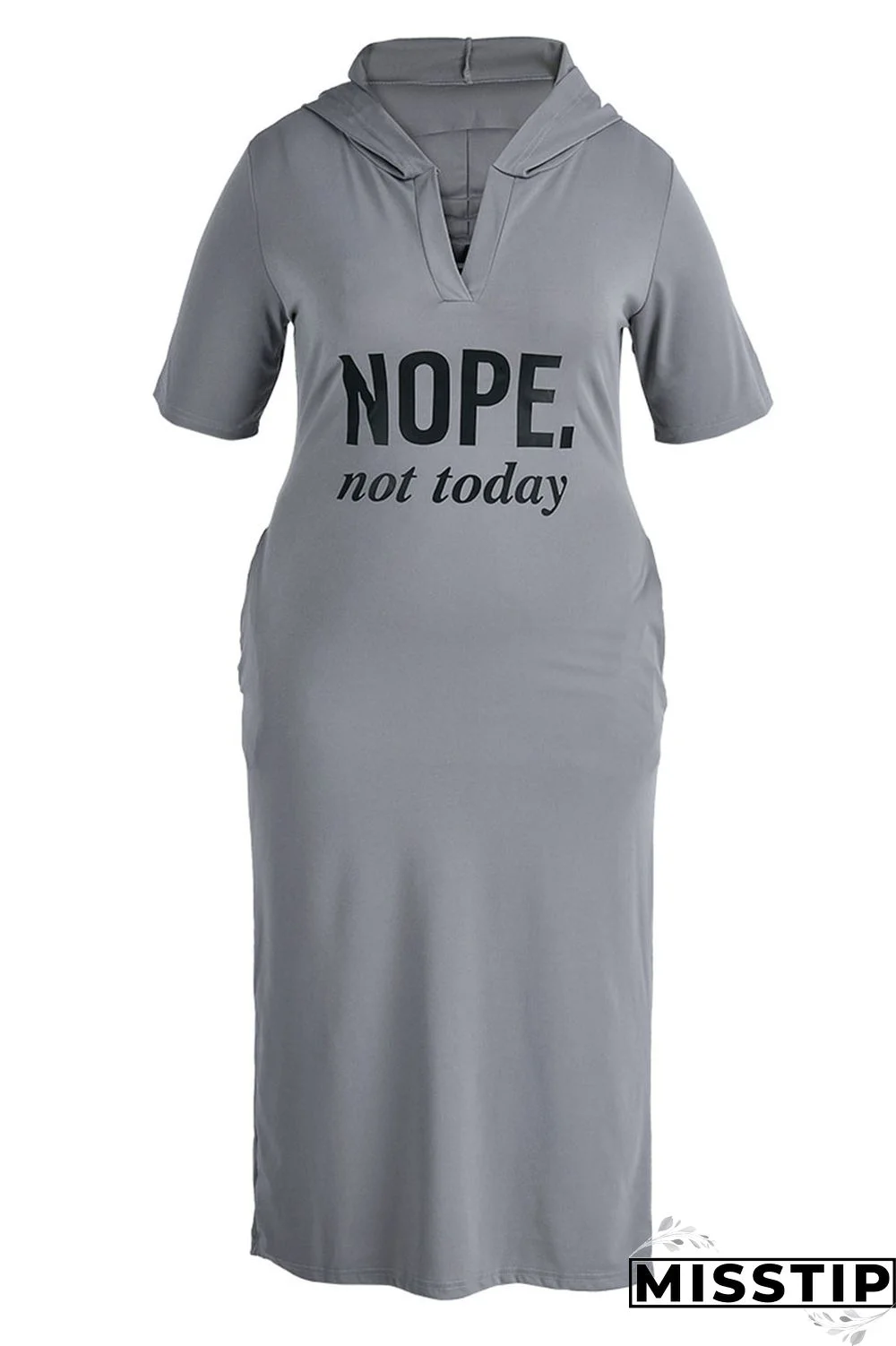 Black Casual Print Ripped Patchwork Hooded Collar Straight Plus Size Dresses