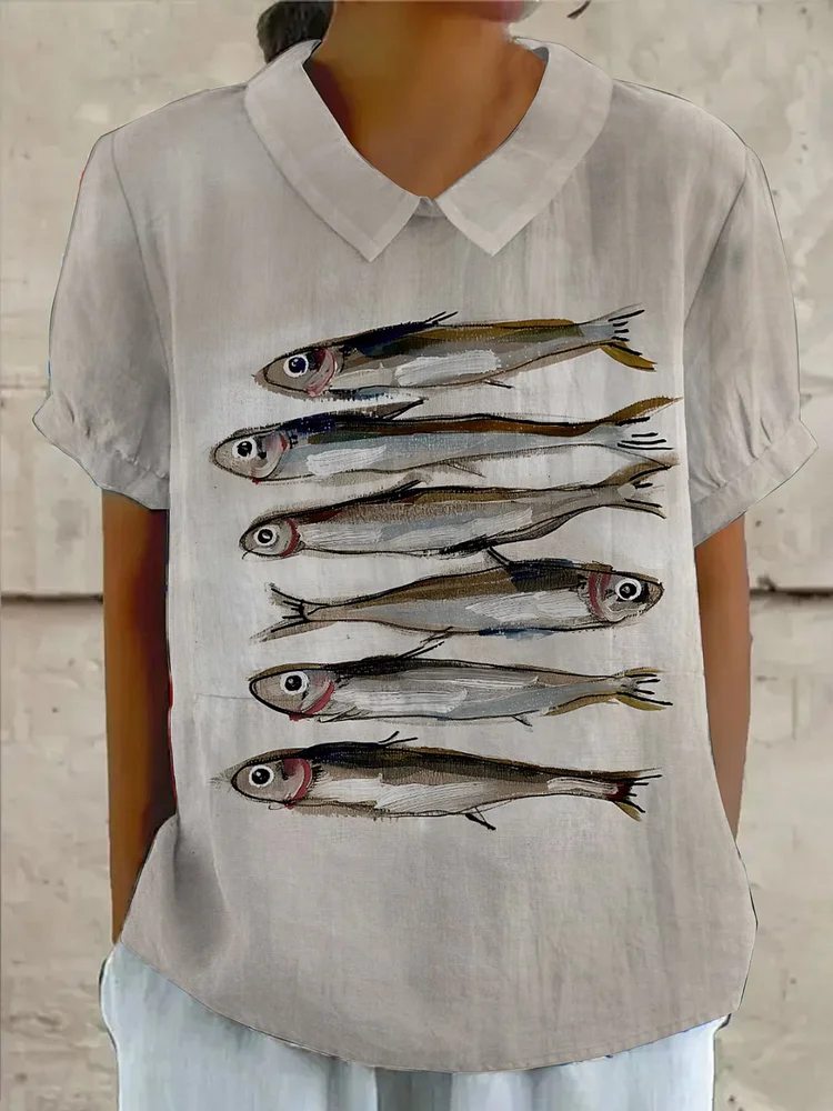 Women's Sardine Print Print Casual Tops