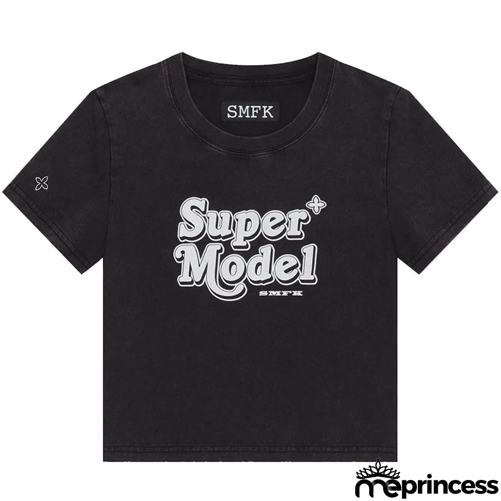 slim skinny Tee full cotton short ladies Crop short-sleeved t-shirt