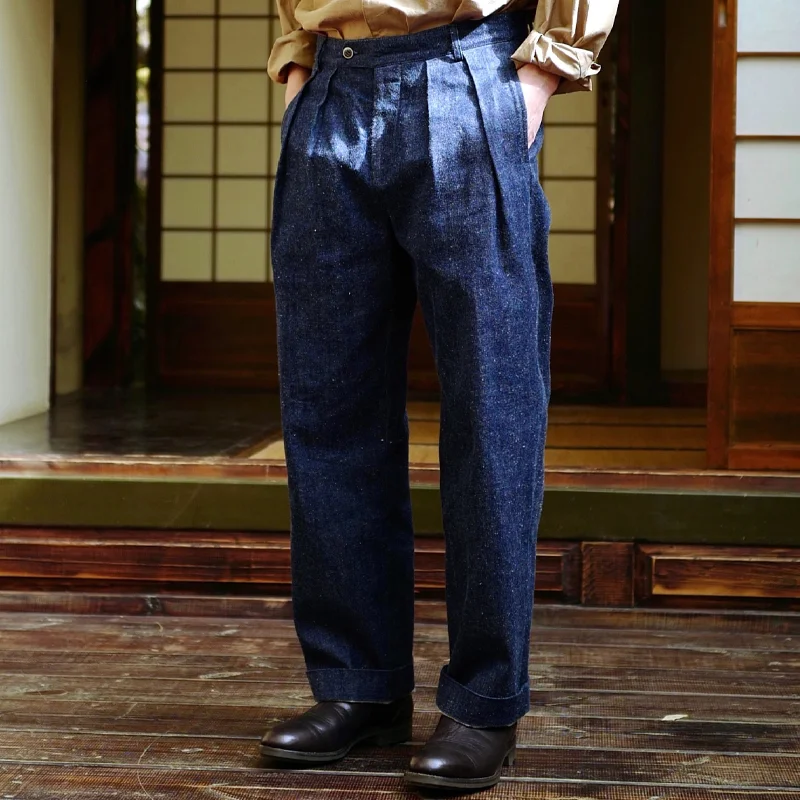 Vintage Raw Cotton Denim Gentleman's Bi-Fold Jeans
