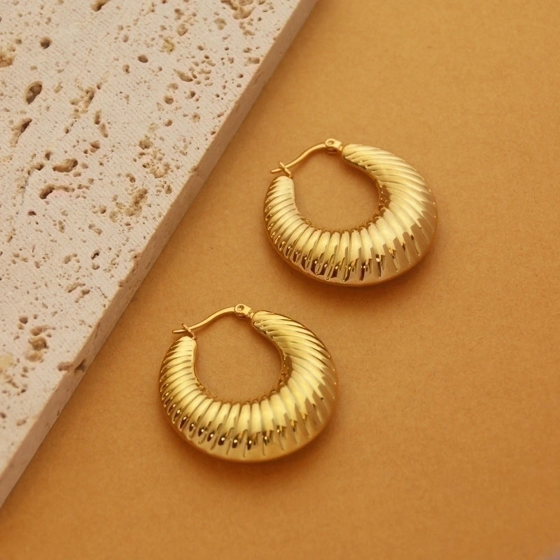1 Pair Retro Minimalist C Shape U Shape Solid Color Plating Titanium Steel 18k Gold Plated Earrings