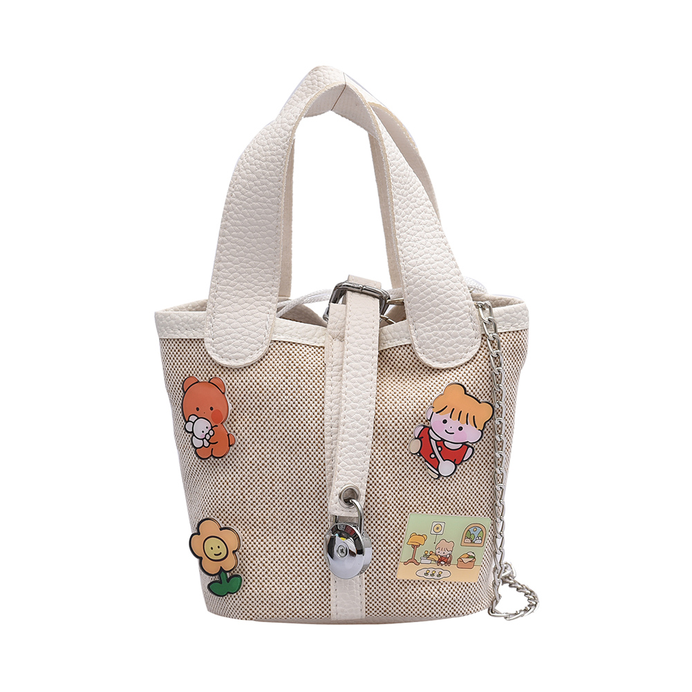

2pcs/Set Women Cute Cartoon Shoulder Crossbody Bag Canvas Drawstring Clutch, 501 Original