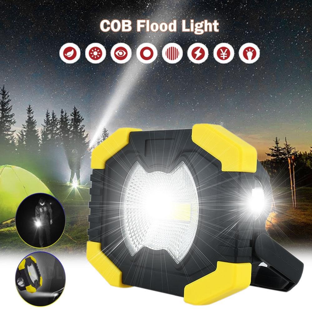 Portable COB Floodlight LED Work Light 2 Modes USB Rechargeable
