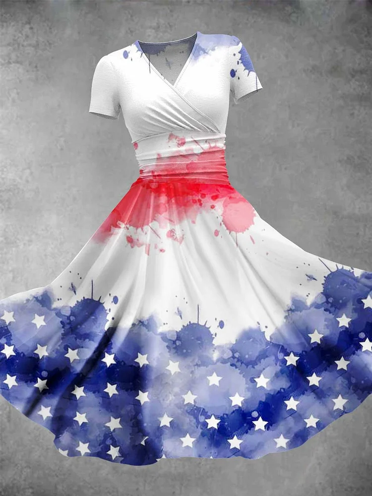Women's American Independence Day Pattern Art Design Print Maxi Dress