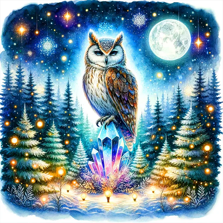 Owl 40*40CM (Canvas) Full Round Drill Diamond Painting gbfke