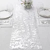 108" Sparkly Metallic Silver Foil Thin Mesh Polyester Table Runner - 25GSM