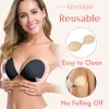 Adhesive Push Up Bra for Women, Sticky Backless Strapless with Nipple Covers, Reusable