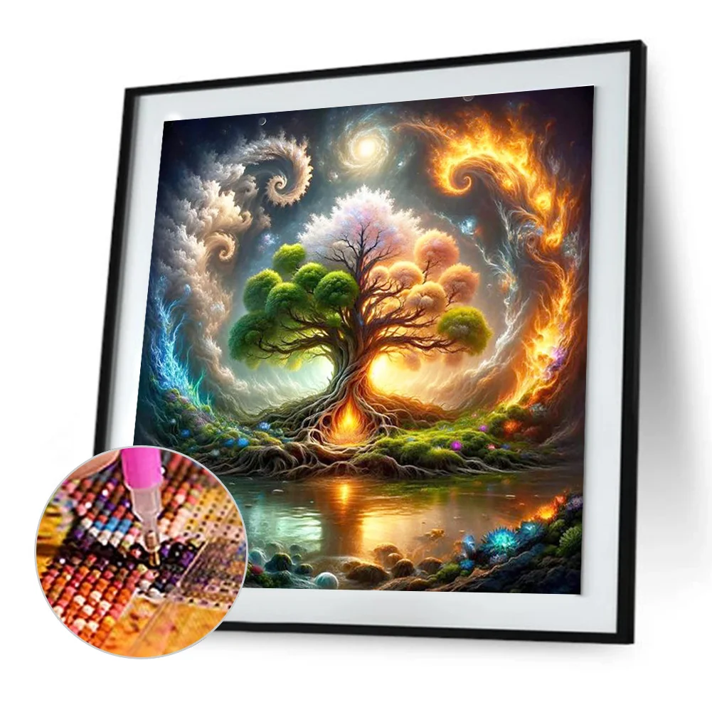 Diamond Painting - Full Round Drill - Colorful Tree(Canvas|30*30cm)