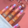 24 Pi&egrave;ces Faux Ongles Violets &agrave; Motif de C&oelig;ur 
