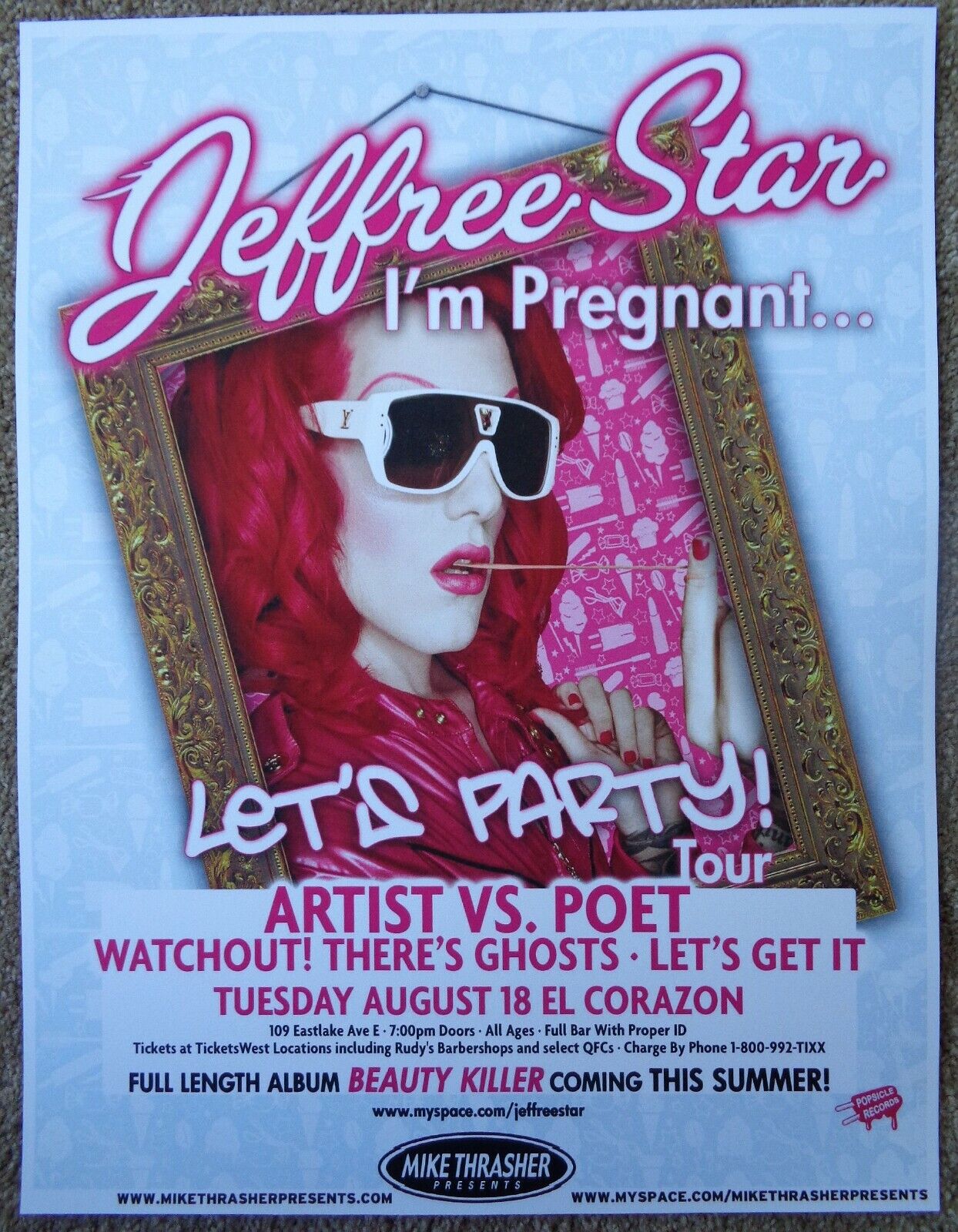 JEF STAR 2009 Gig POSTER Seattle Washington Concert