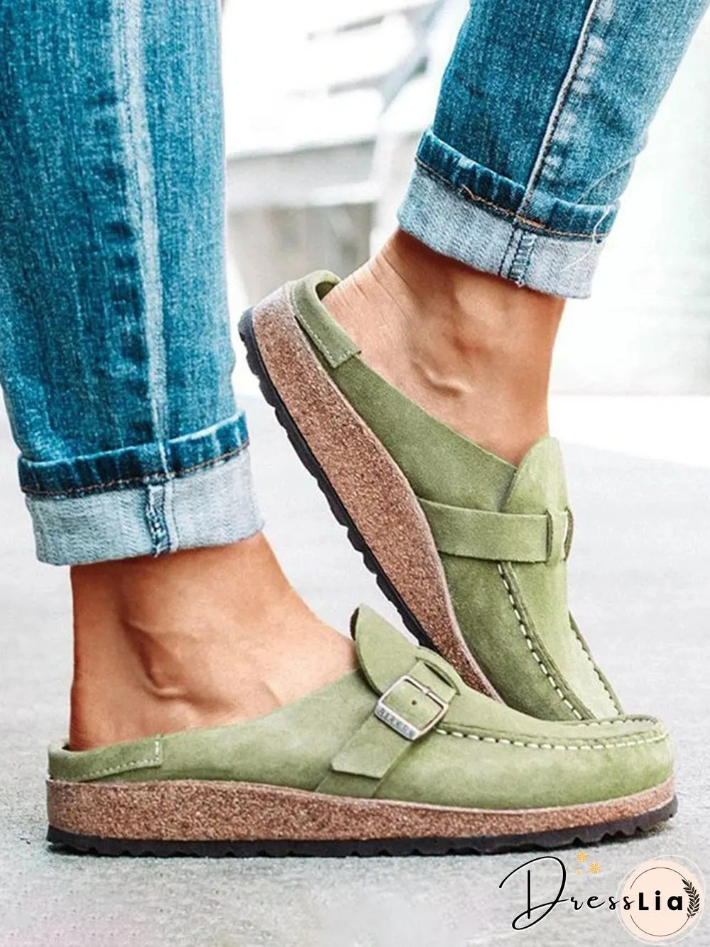 Women Soft Sole Casual Comfy Leather Slip On Sandals