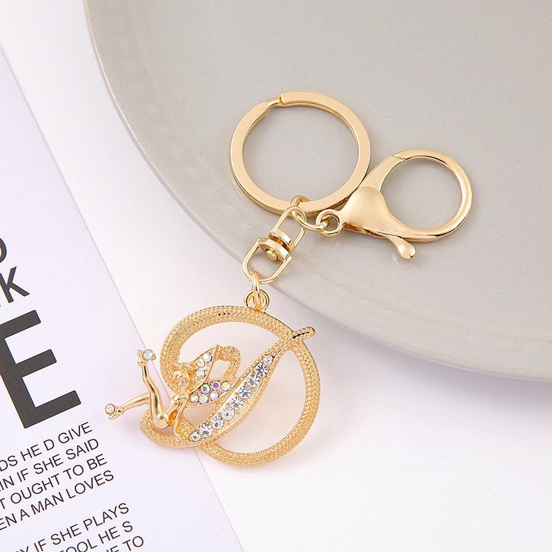 Minimalist Letter Zinc Alloy Diamond Unisex Bag Pendant Keychain