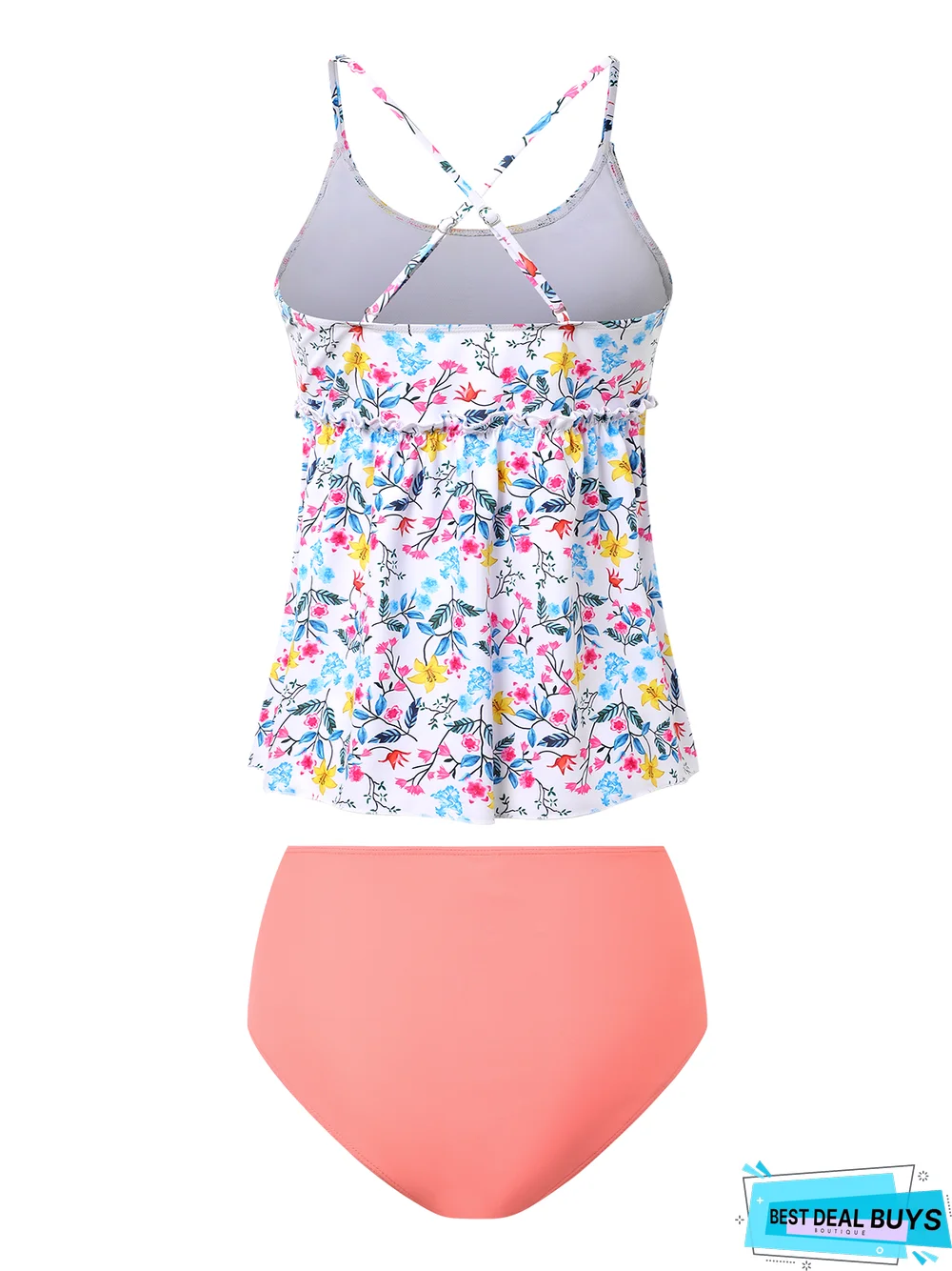 Casual Floral Printing Spaghetti Tankinis Two-Piece Set