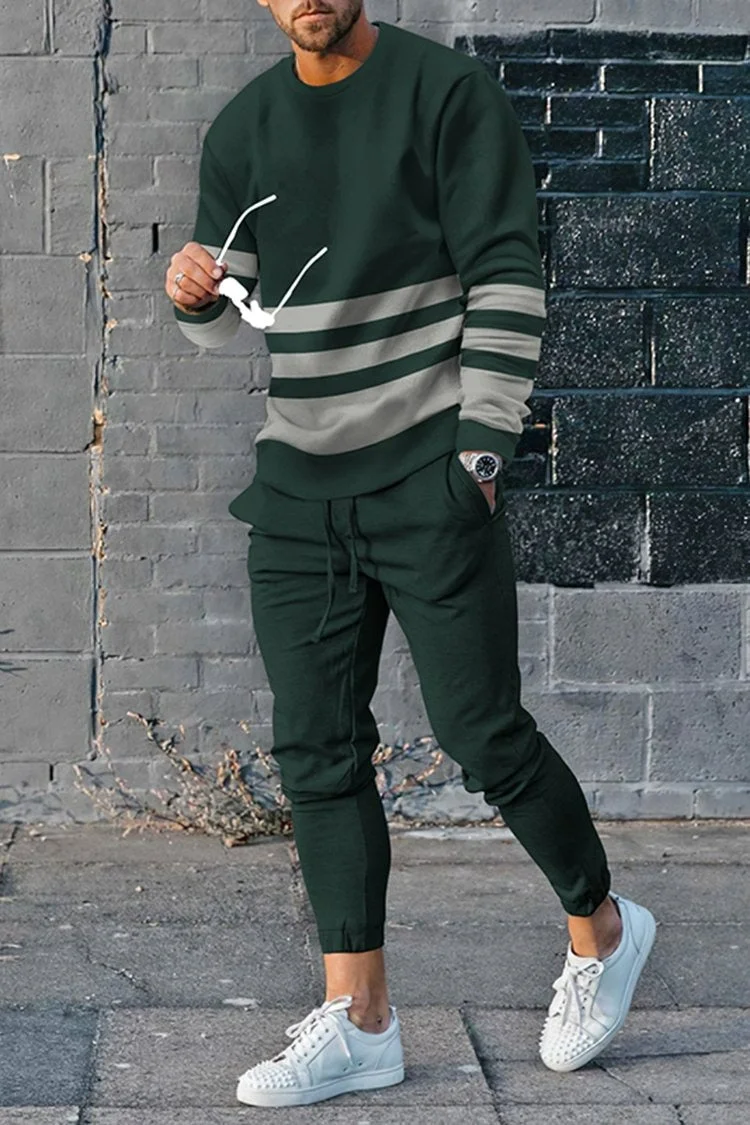 Men's Personalized Polo Shirt And Pants Two Piece Set