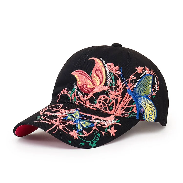 Butterfly Embroidery Casual Cap - Modakawa Modakawa