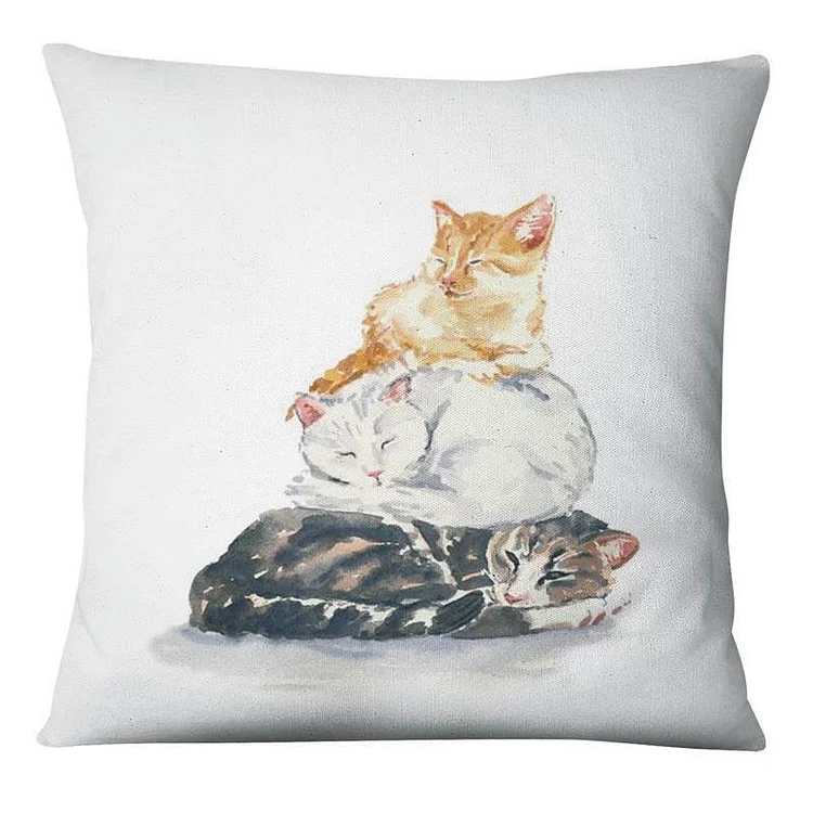 Linen Pillow Case  - Pastoral Cats 45*45cm