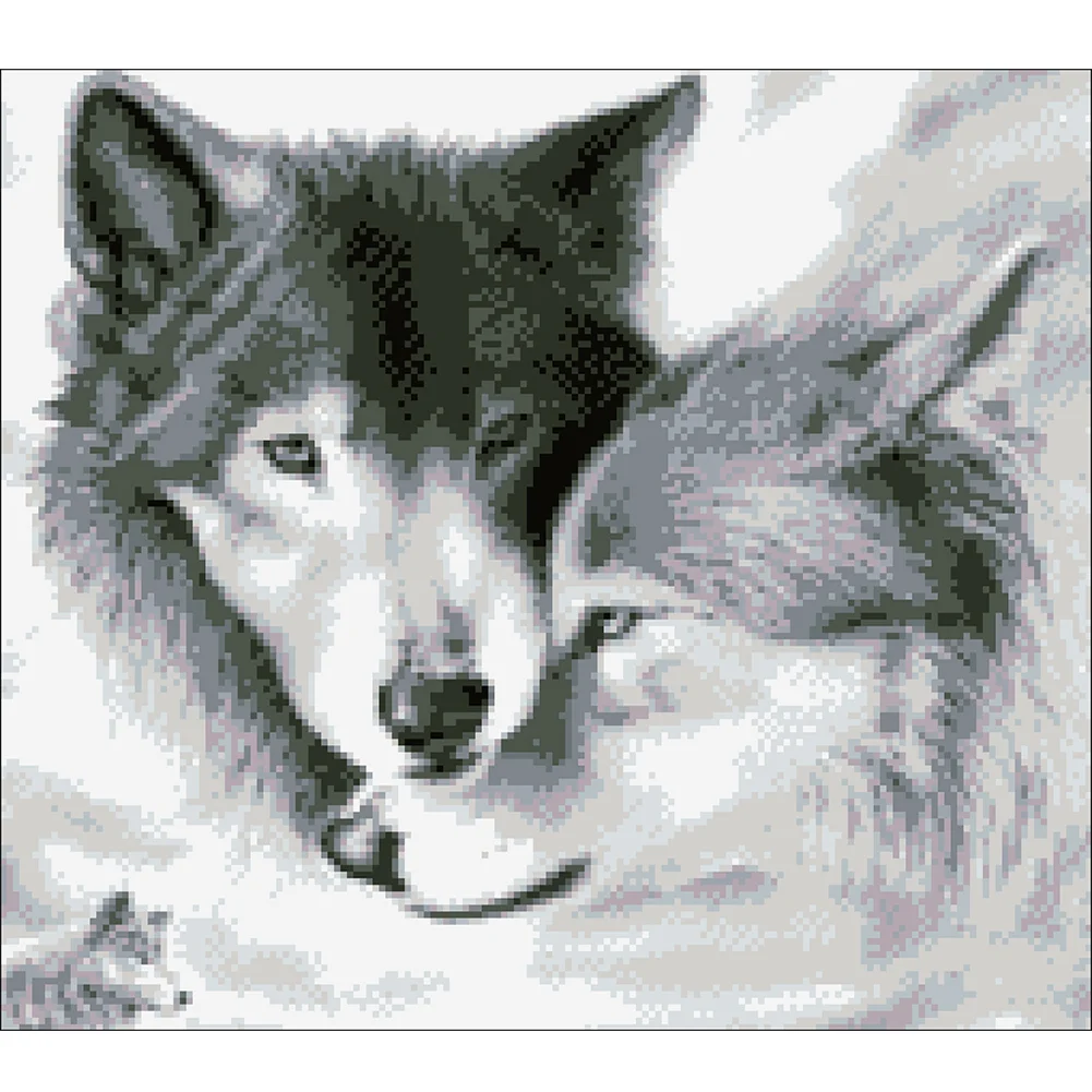 9CT Full Stamped Cross Stitch Bead Embroidery- Wolf(Canvas|48*41CM)