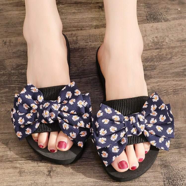 Bow Women's Platform Sandals High Heel Sandals Summer Ladies Shoes Fashion Slippers Beach Female Flip Flops Solid Slides sh134