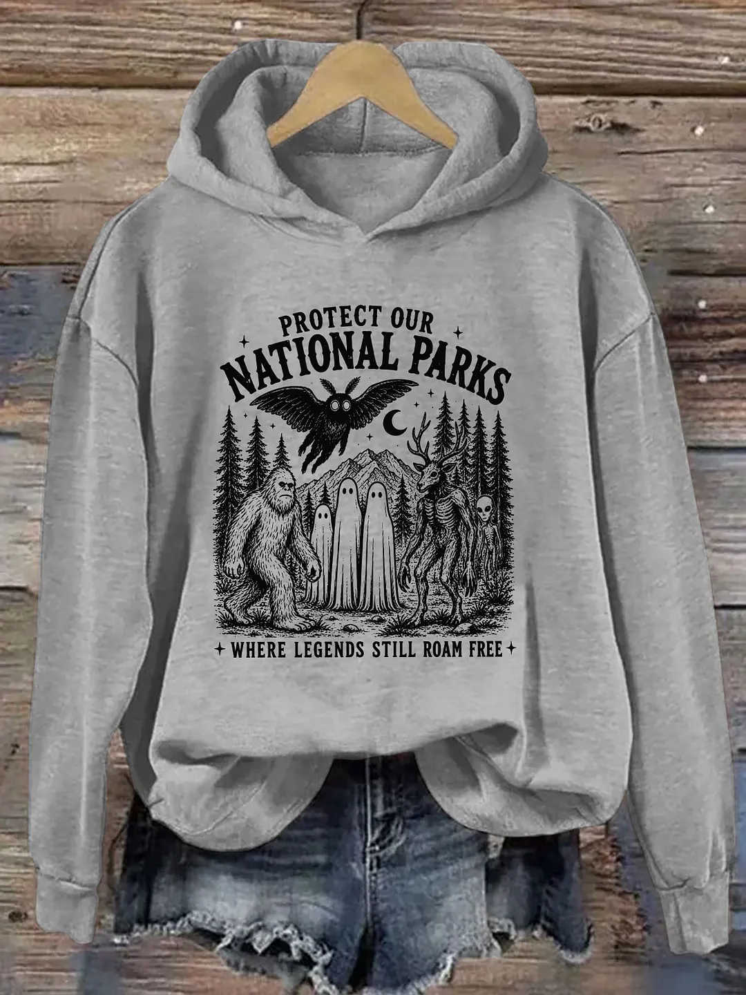 Protect Our National Parks Bigfoot Cryptid Nature Hoodie
