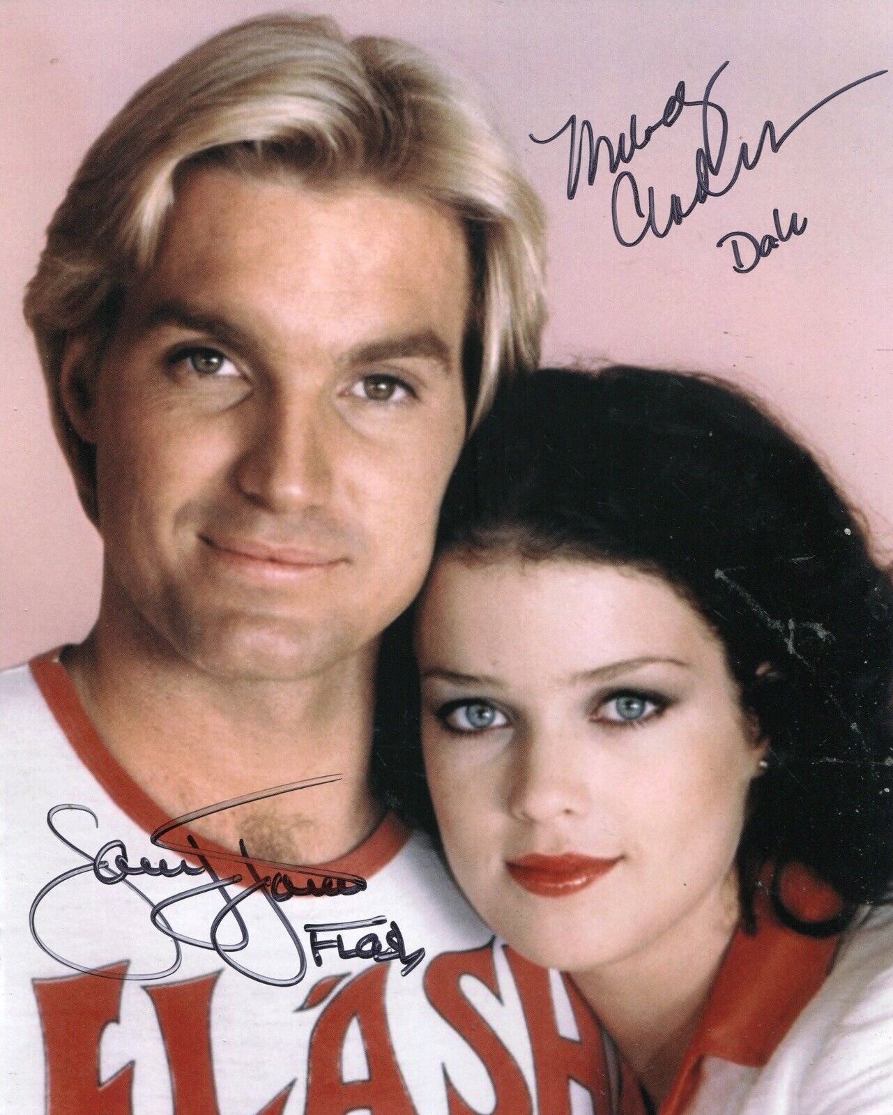 Sam J Jones & Melody Anderson signed FLASH GORDON 8x10 movie Photo Poster painting