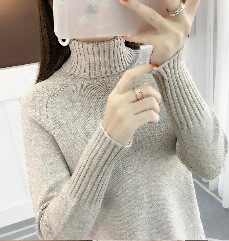 Ladies sweater autumn and winter new Women sweater 2020 high collar pull over long-sleeved ladies knitting sweater