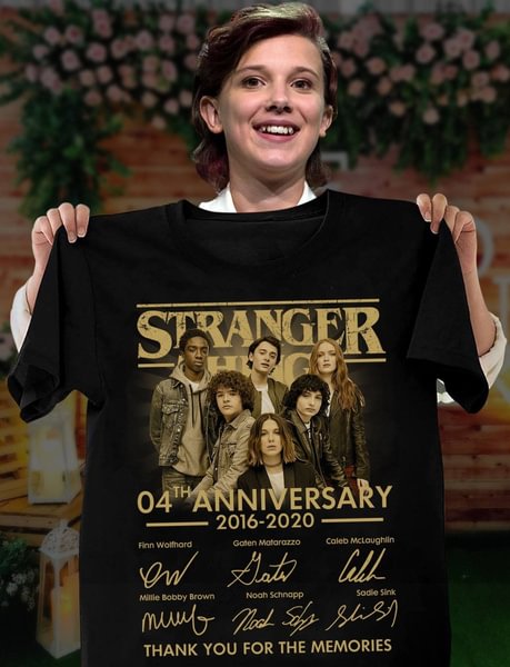 Official Stranger Thing 04Th Anniversary - And Members Signature Shirt - Shop Trendy Women's Fashion | TeeYours