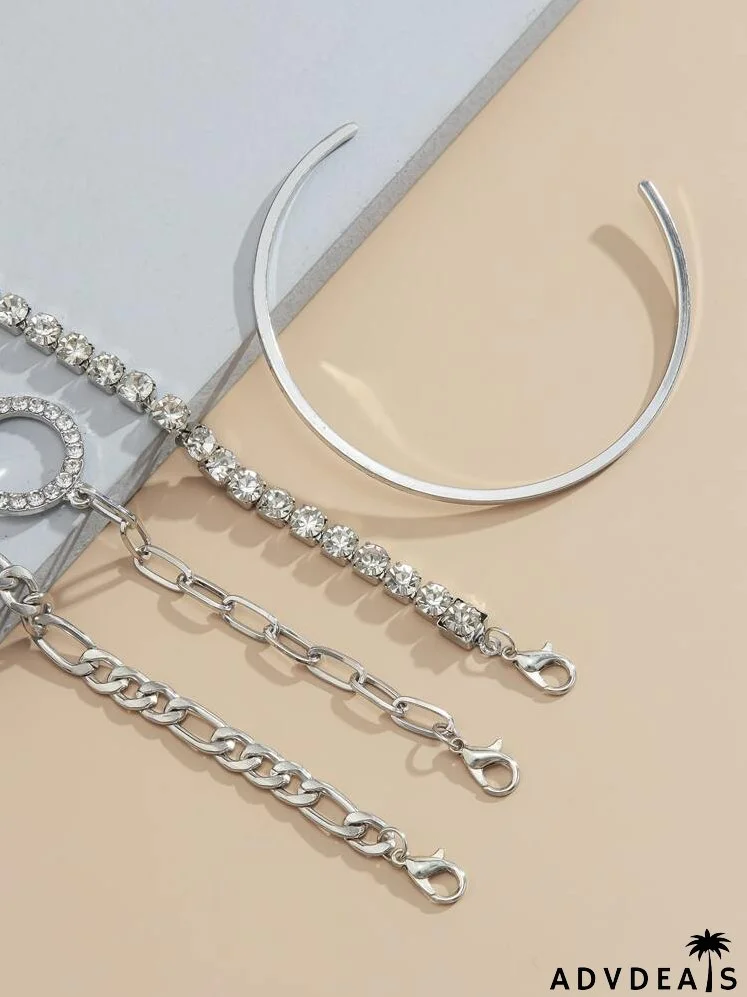 4pcs Rhinestone Decor Bracelet