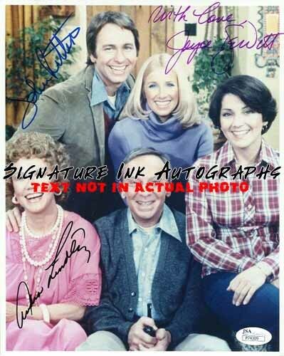 THREE'S COMPANY SIGNED 8x10 COLOR Photo Poster painting JOHN RITTER+JOYCE DEWITT reprint