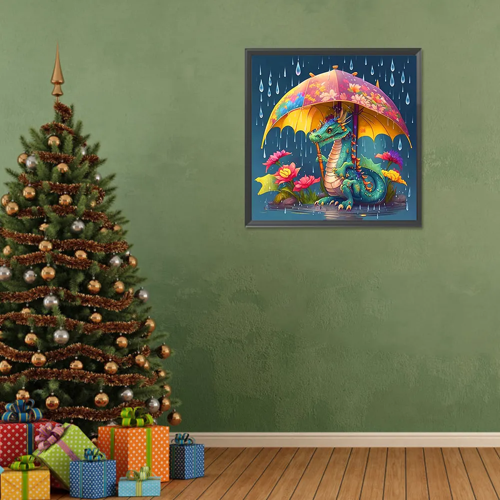 Diamond Painting - Full Round Drill - Umbrella Dragon(Canvas|30*30cm)