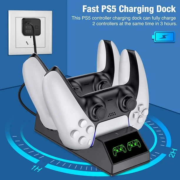 DinoFire PS5 Controller Charger Station compatible with Playstation 5 Controller with Fast Dual Charging Dock Station