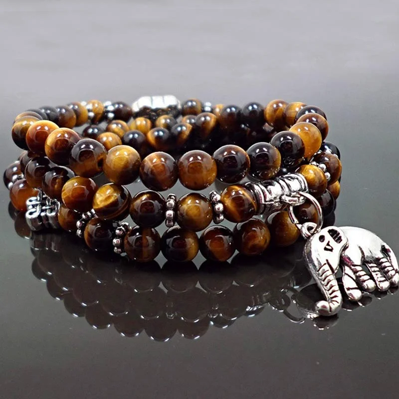 Tiger Eye Elephant Protection Courage Strength Bracelet