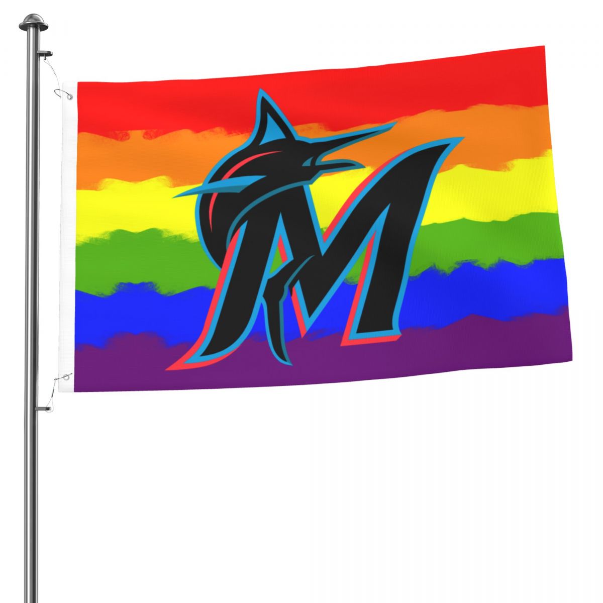 Miami Marlins Traditional Pride 2x3 FT UV Resistant Flag