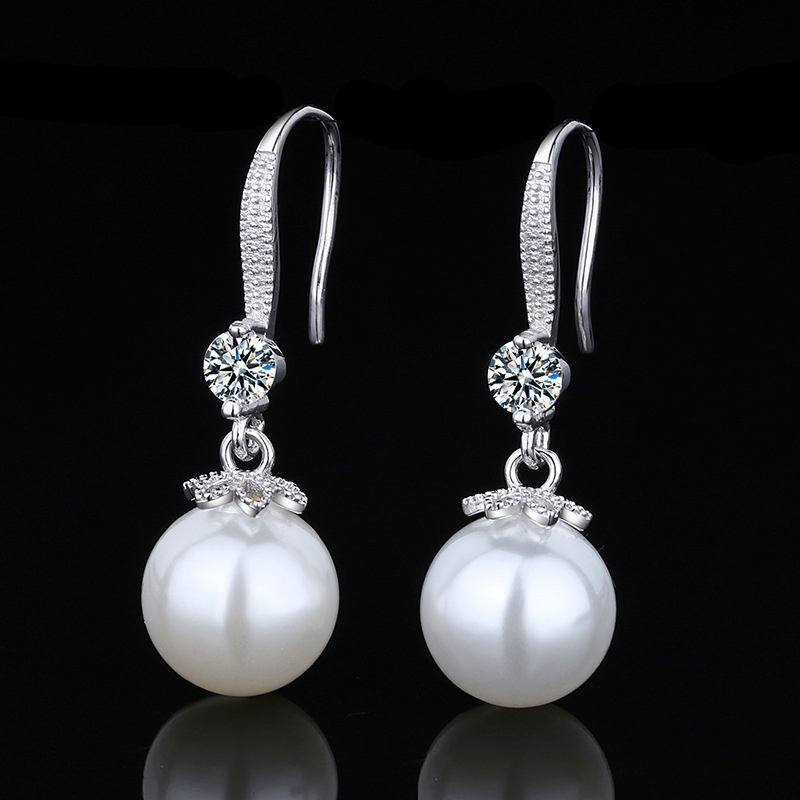 Casual White S925 Silver Pearl Earrings