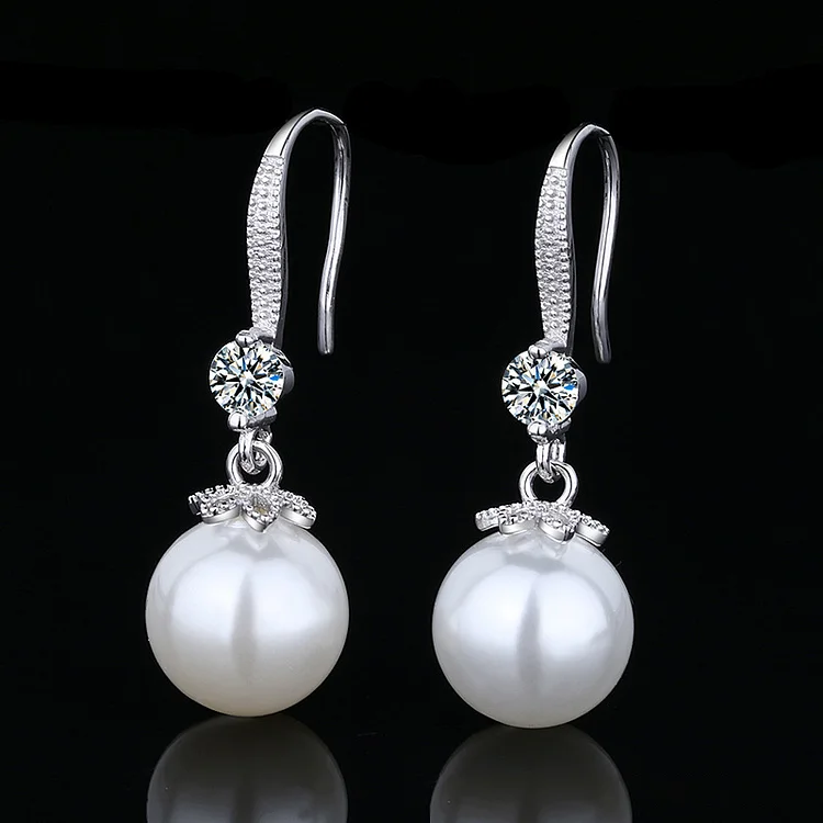 Casual White S925 Silver Pearl Earrings  Flycurvy [product_label]