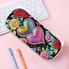 (US Local)Love Pattern DIY Diamond Pencil Case Pens Brushes Accessories Travel Pencil Box