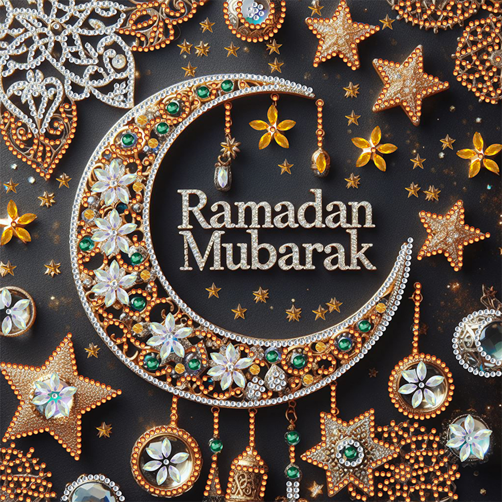 Ramadan Crescent Moon Stars 30*30cm(canvas) special shaped drill diamond painting