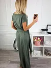 Casual Belted Short Sleeve Maxi Dress