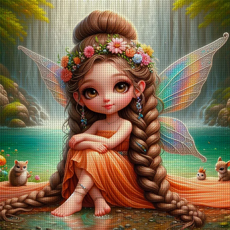 【Huacan Brand】Fairy Girl By The Lake 11CT Stamped Cross Stitch 40*40CM