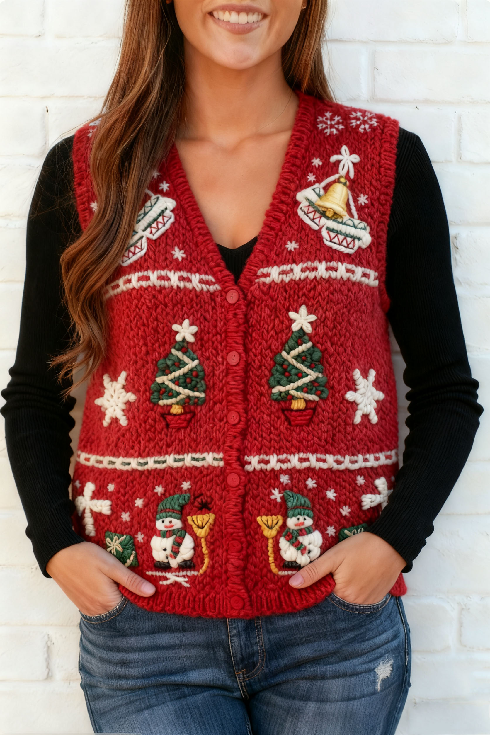 Women&rsquo;s Christmas Knitted Vest-1013
