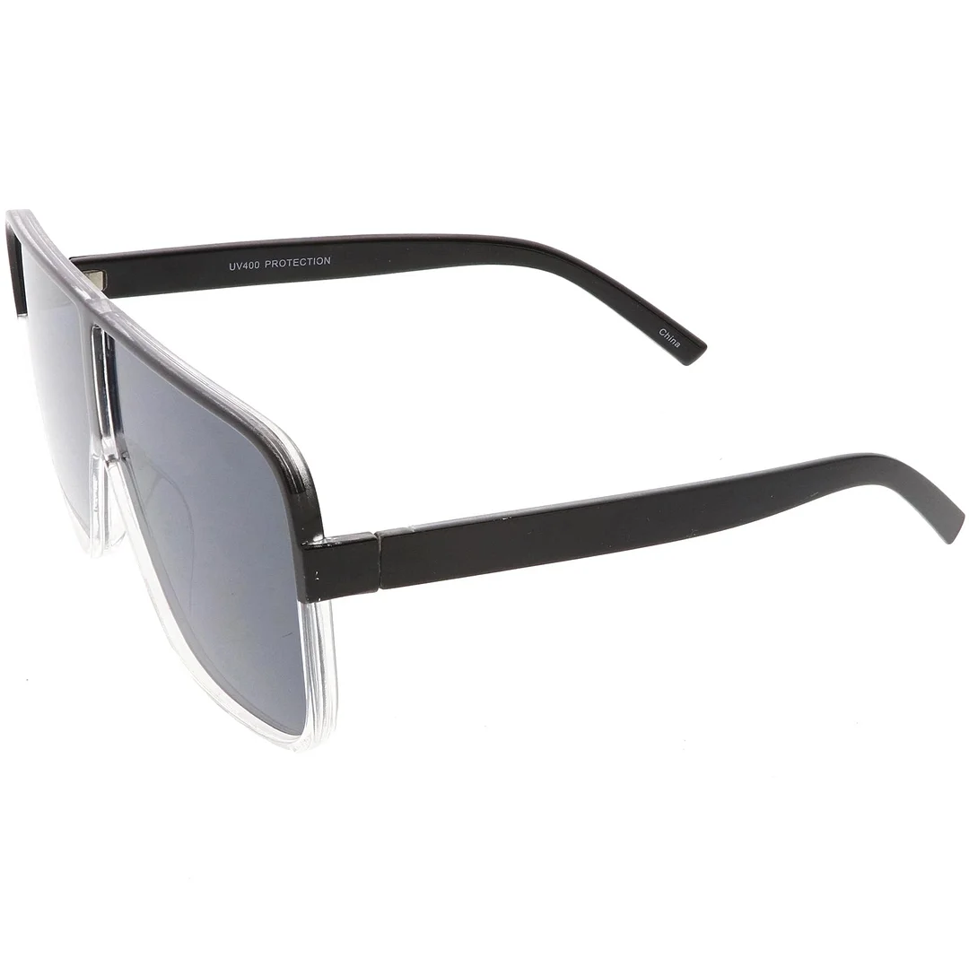 Oversize  Flat Top Square glasses With Neutral Color Flat Lens 69mm